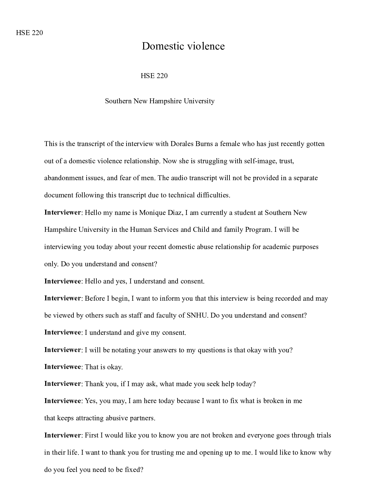 Preview image for 2.1 Module Two Interview Activity. Your Natural Helping.docx  HSE 220